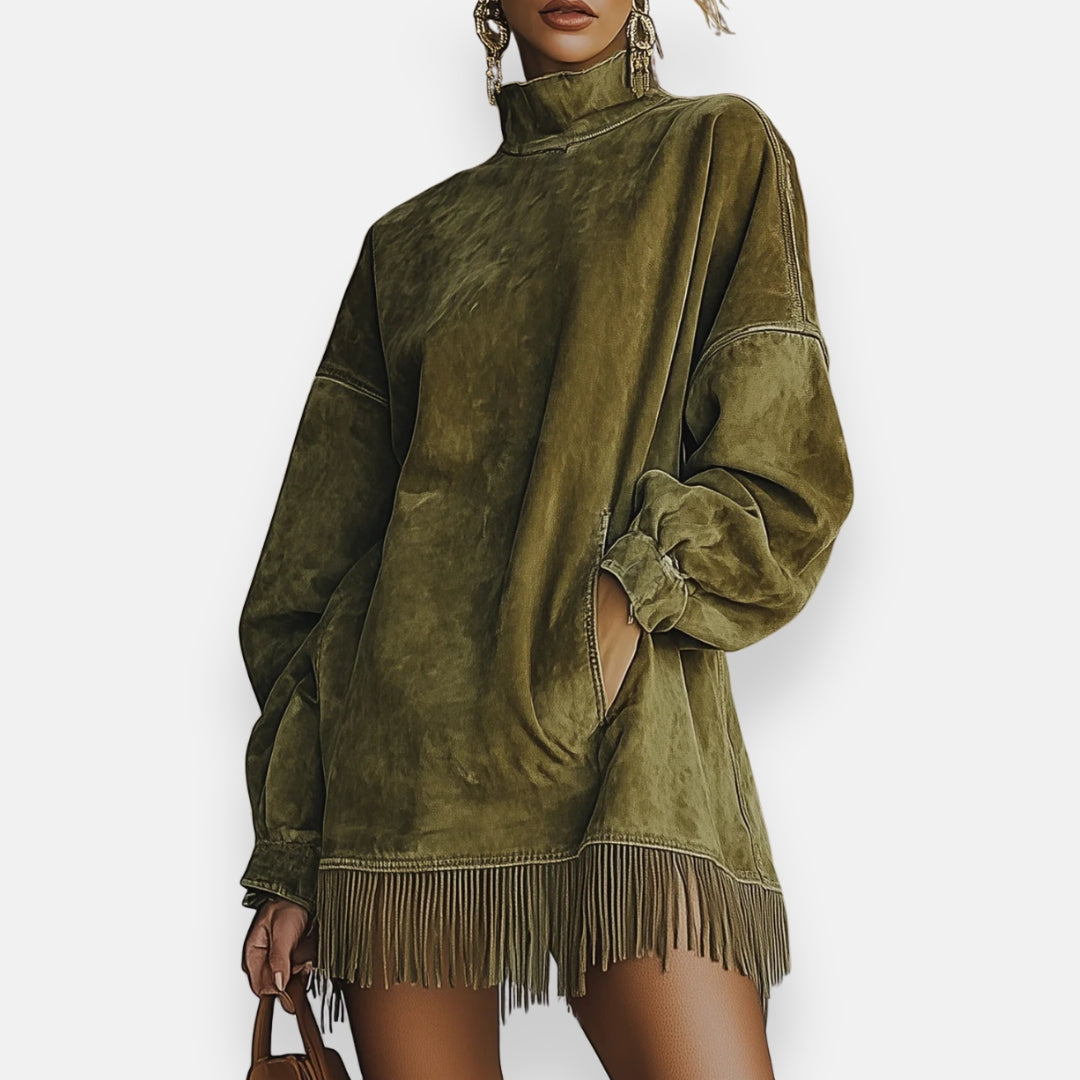 Iseult | Robe Suédine Frangée