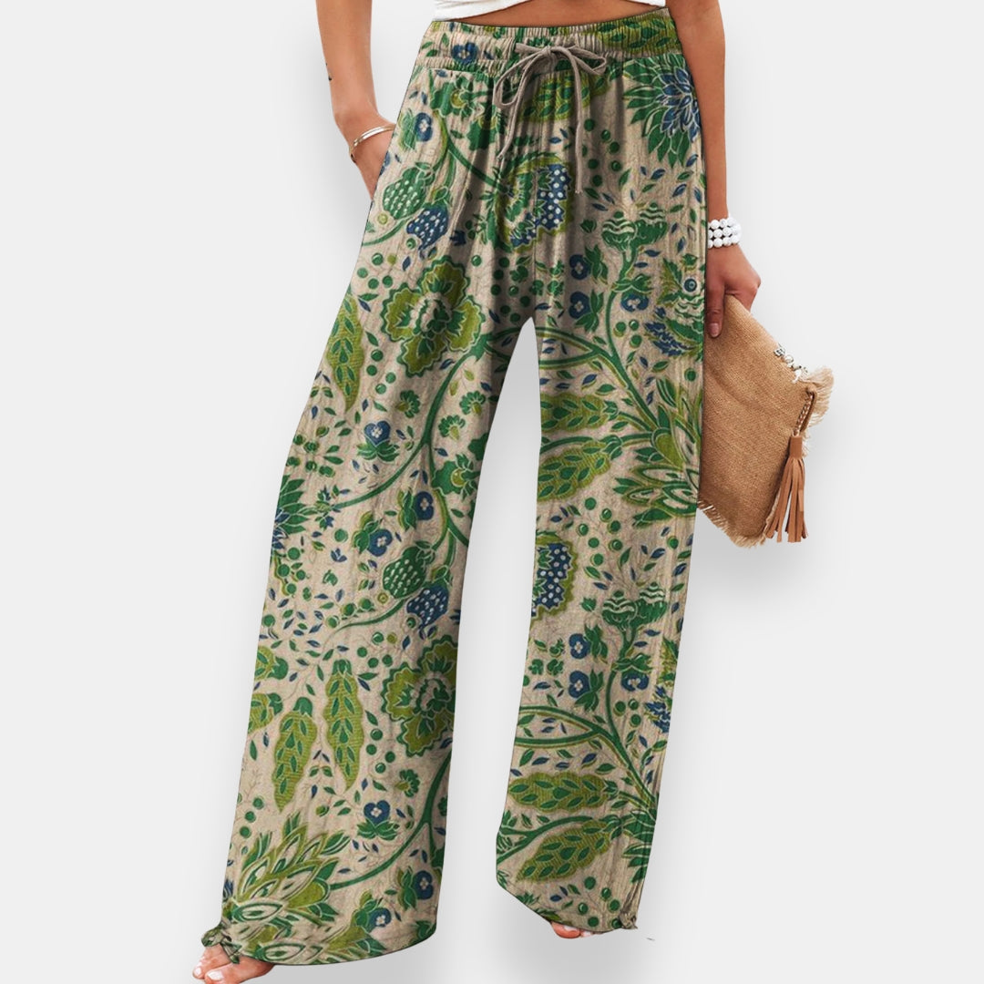 Mauve | Pantalon paisley élastiqué
