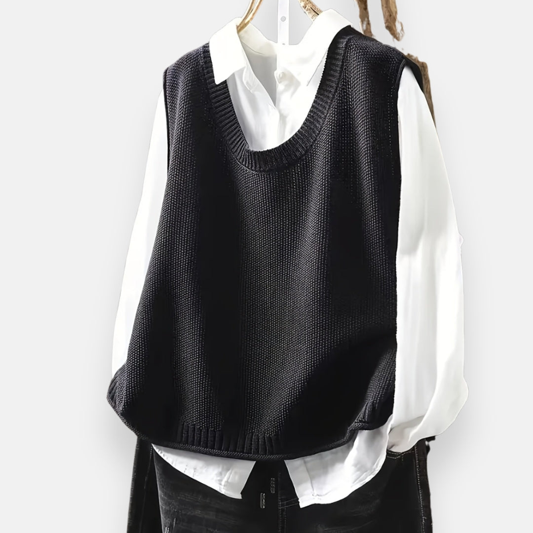 Aude | Gilet tricoté sans manches col rond