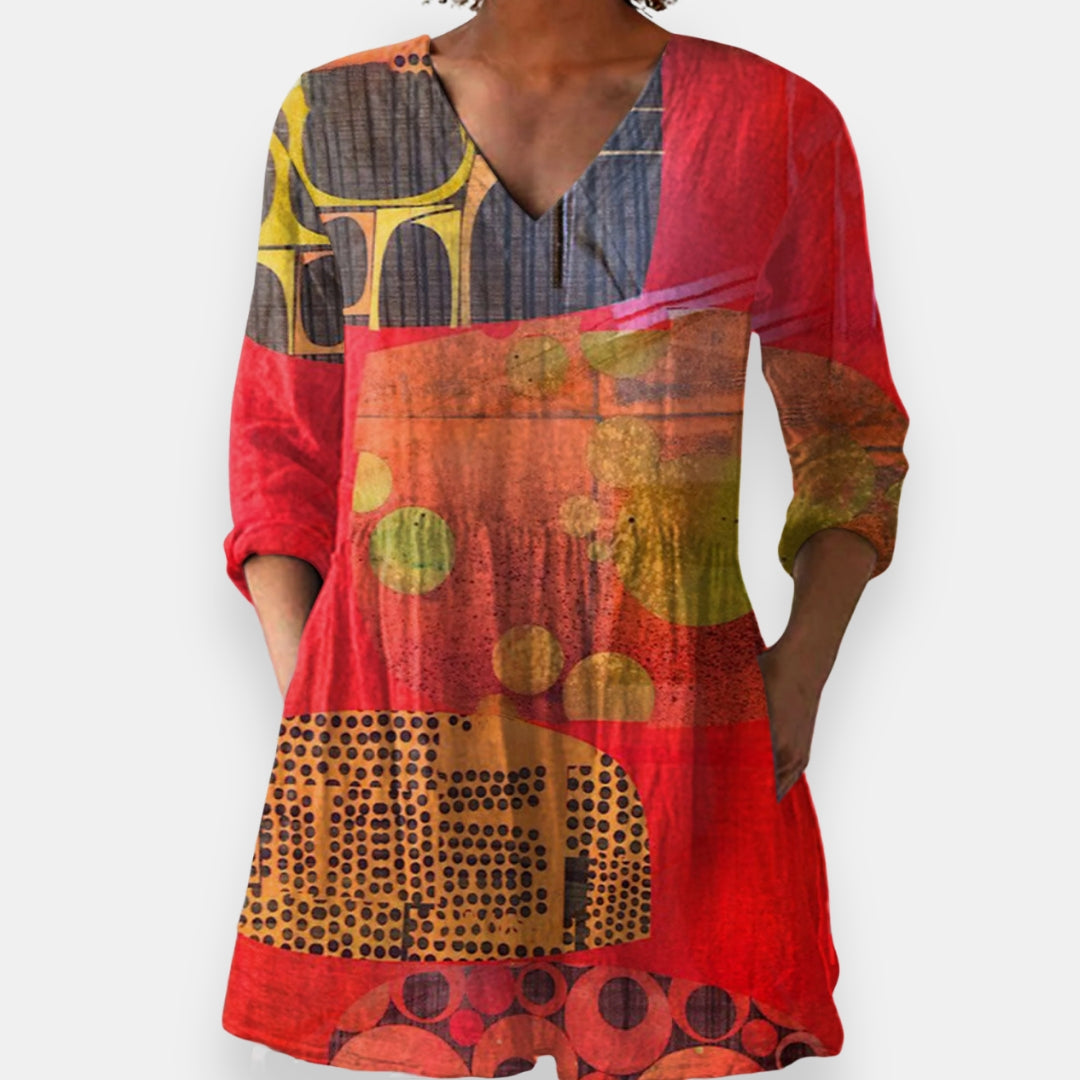 Bathilde | Blouse Col V Patchwork
