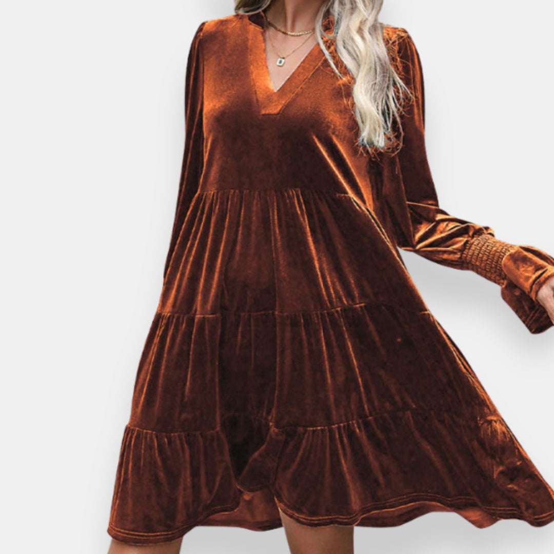 Astrid | Robe Velours Volantée