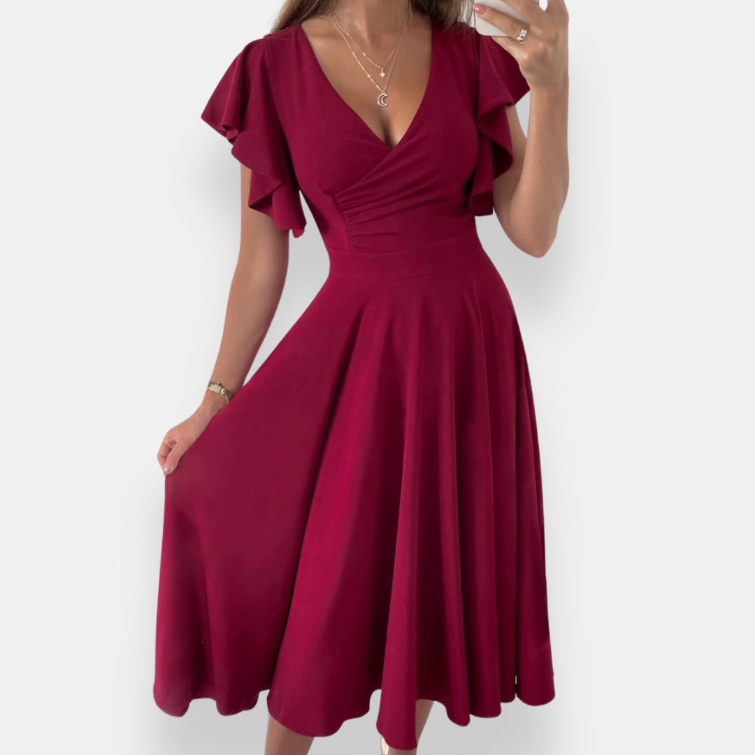 Iseut | Robe midi évasée volantée
