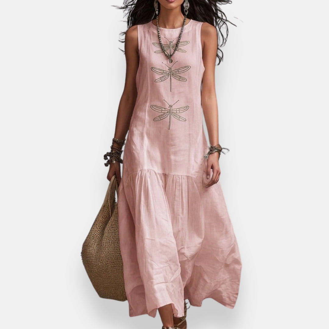Élia | Robe Maxi Libellules Brodées
