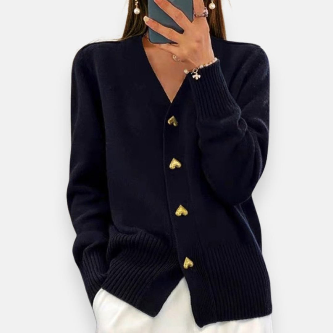 Mia | Cardigan élégant à boutons dorés