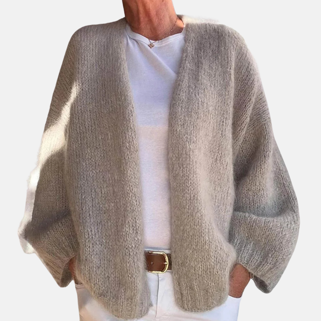 Zéphirine | Cardigan uni à manches longues sans col unique