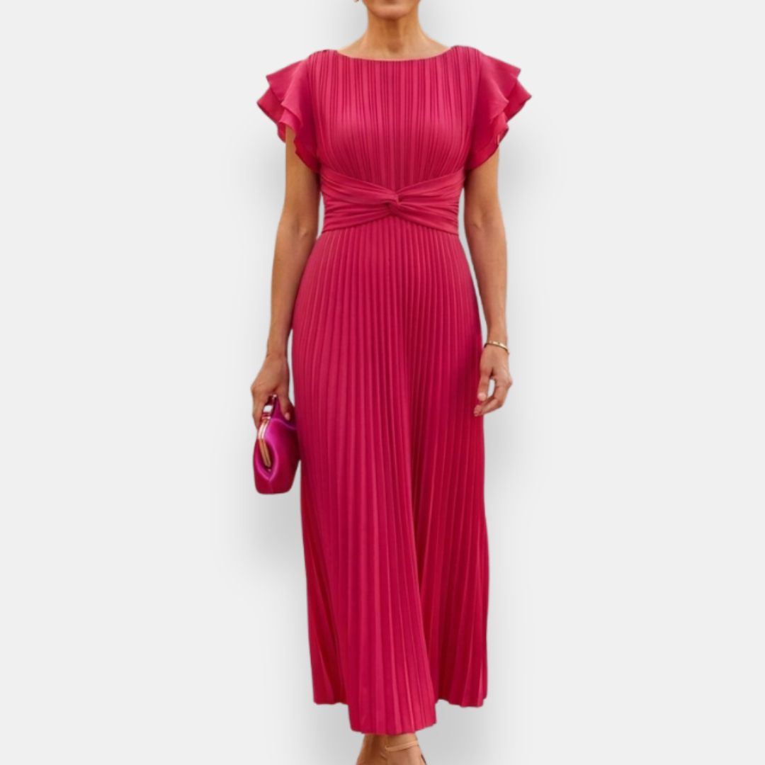 Cyvienne | Robe longue plissée à nœud
