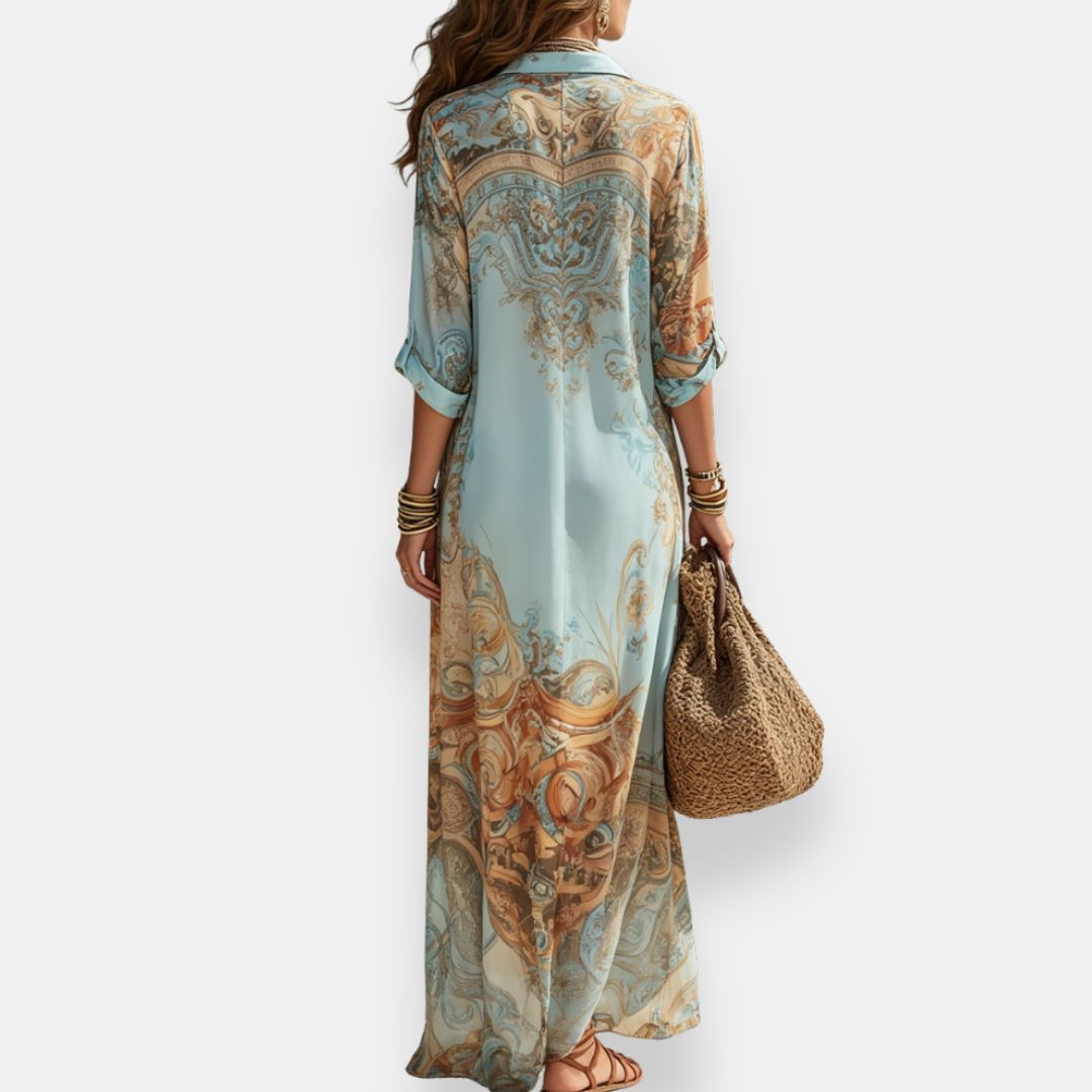 Norbertine | Robe longue chemise imprimée