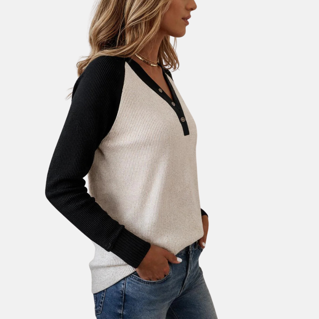 Aimée | Pull à col en V à manches longues