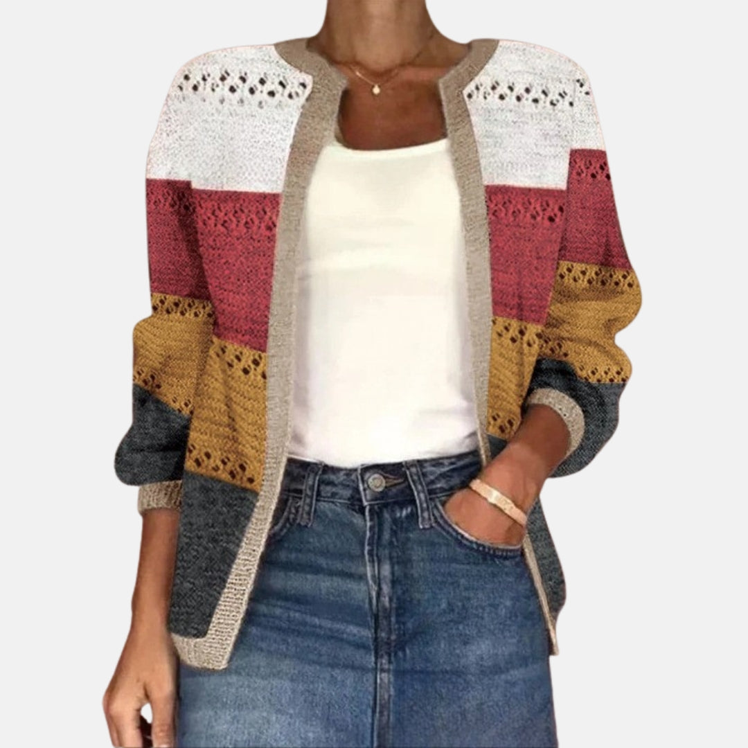 Giselle | Cardigan ajouré à blocs de couleurs