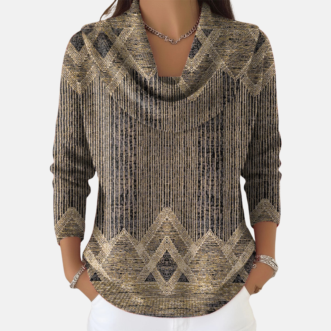 Ulrike | Haut à col drapé et motif géométrique