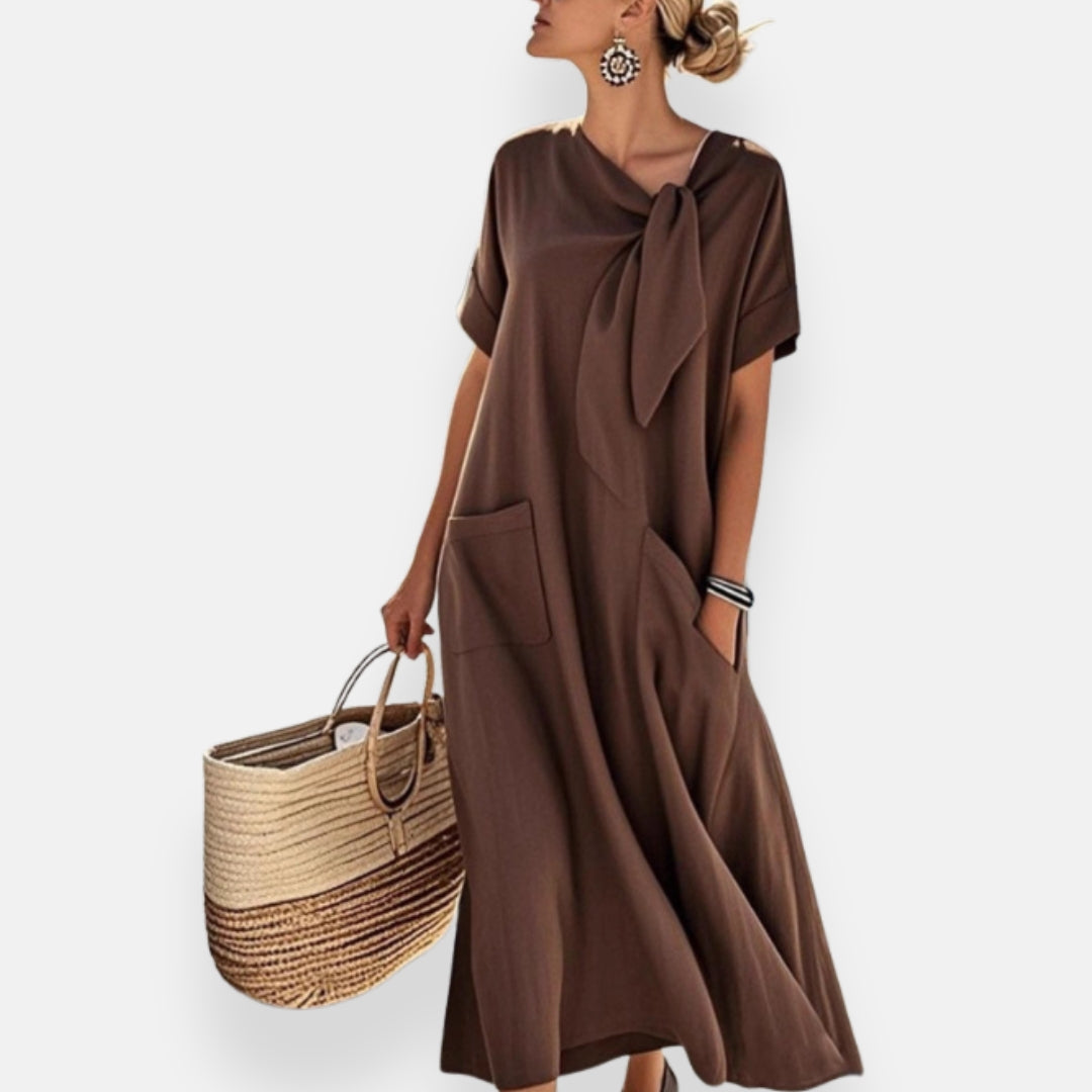 Eugénie | Robe à col noué et poches