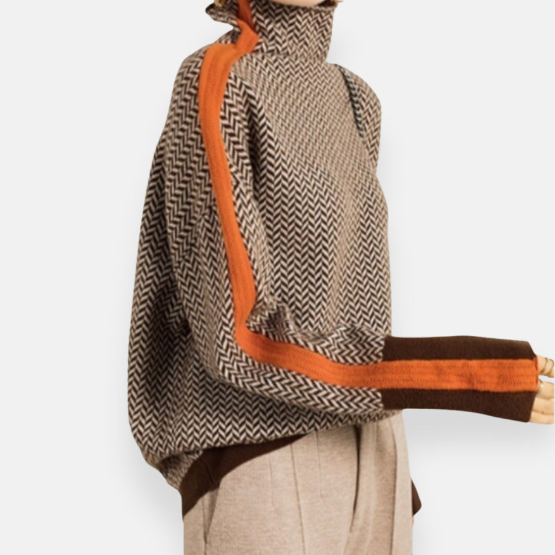 Lavinia | Pull à motif chevrons et col roulé