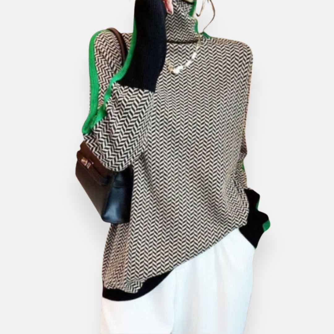 Lavinia | Pull à motif chevrons et col roulé