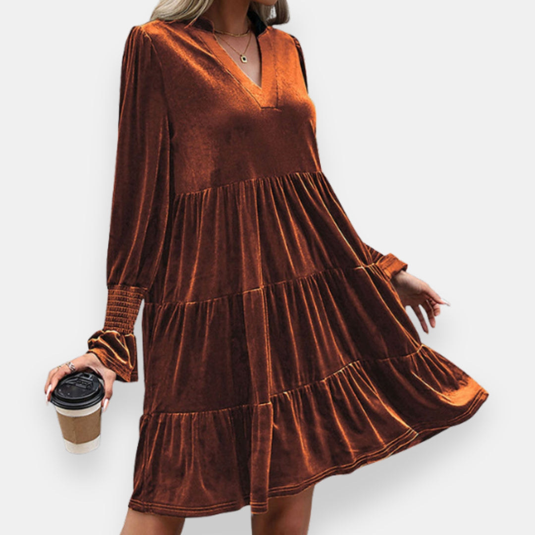 Astrid | Robe Velours Volantée