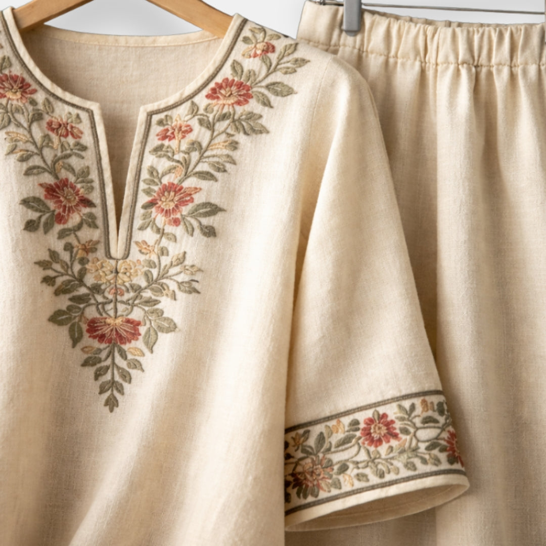 Aubreline | Ensemble brodé fleuri