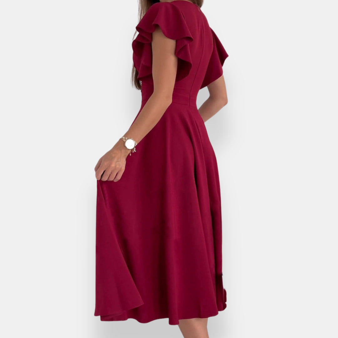 Iseut | Robe midi évasée volantée