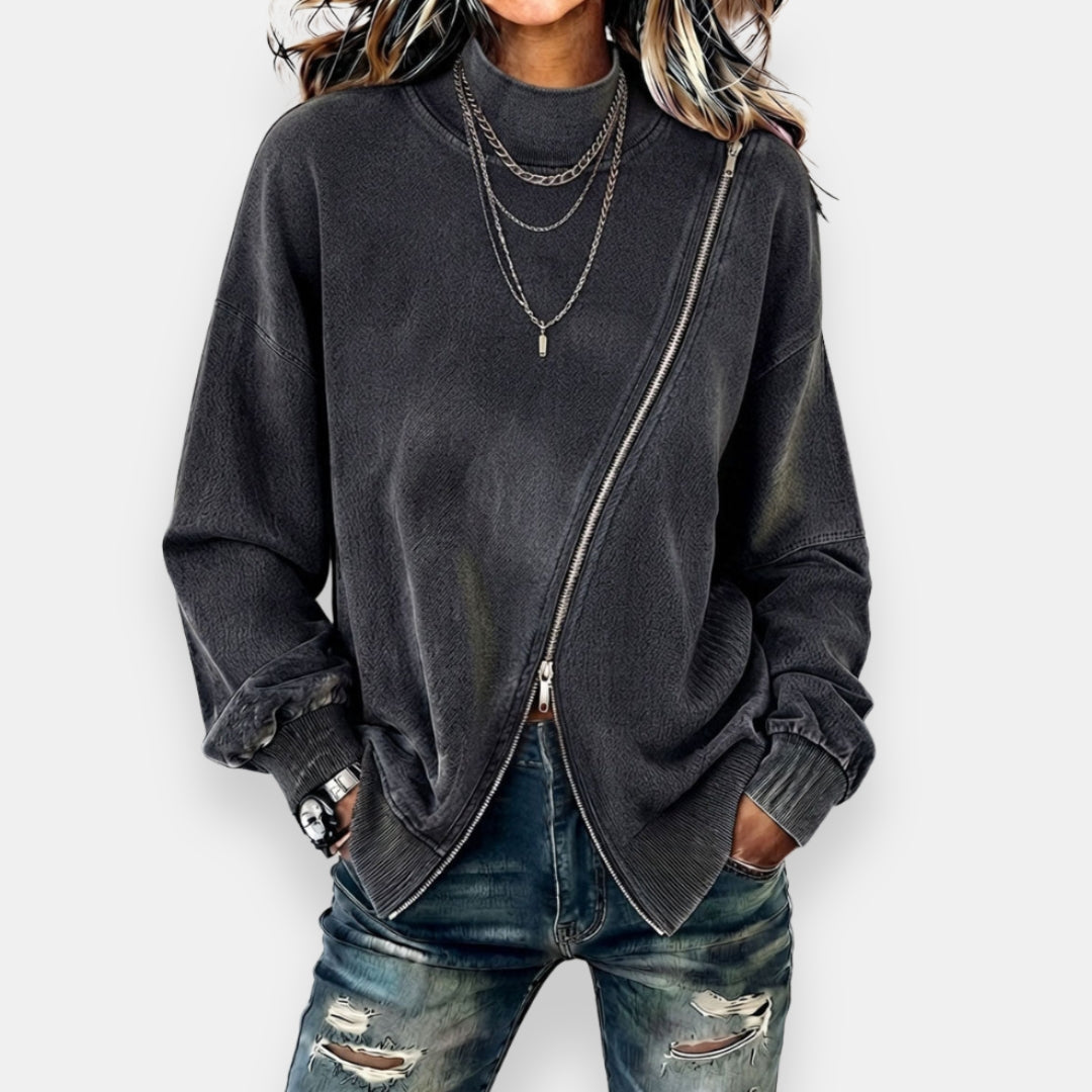 Valdine | Sweat Zip Asymétrique