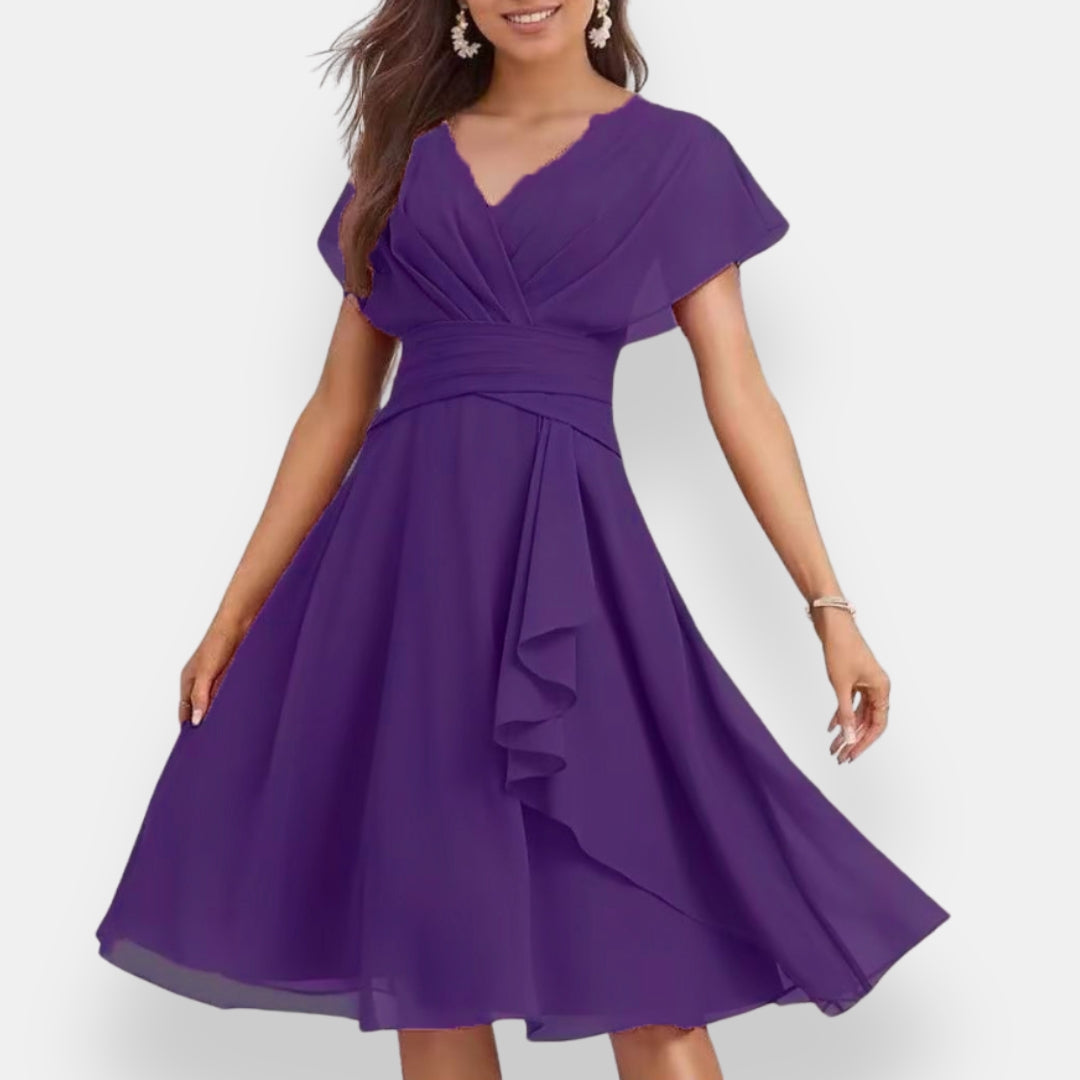 Hespérie | Robe midi cintrée à volants