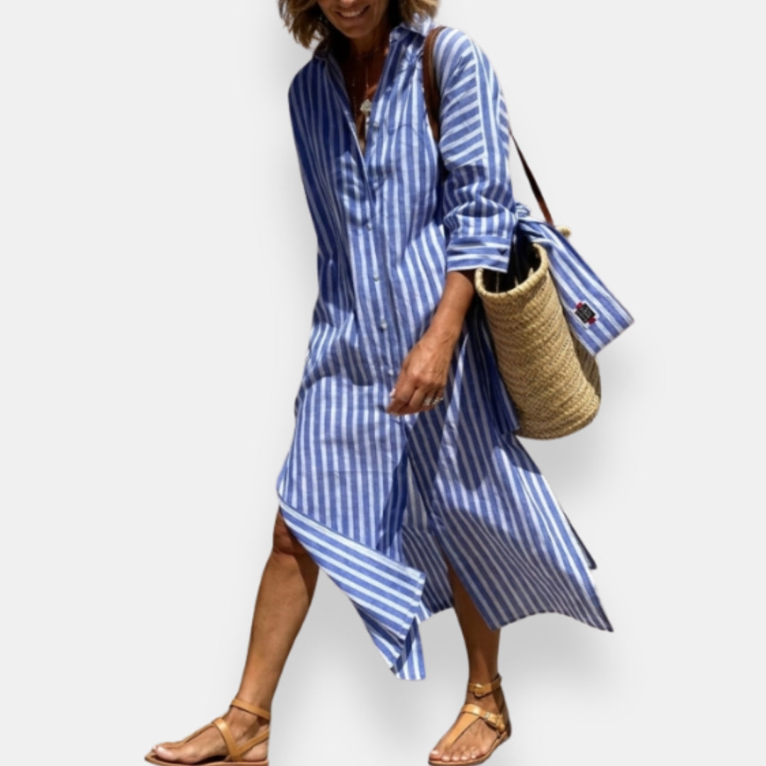 Folvianthe | Robe Chemise Longue Rayée