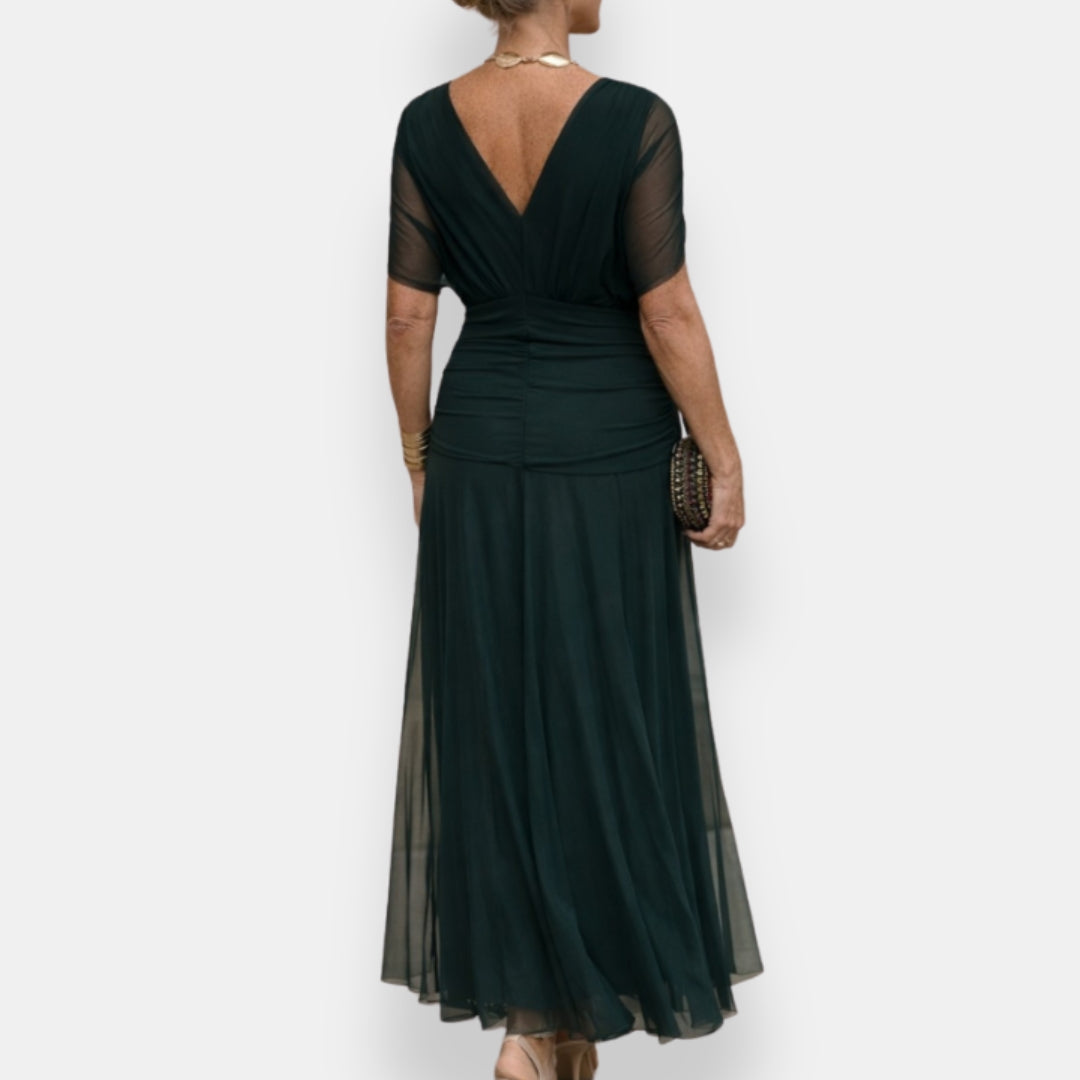 Astrée | Robe longue drapée col