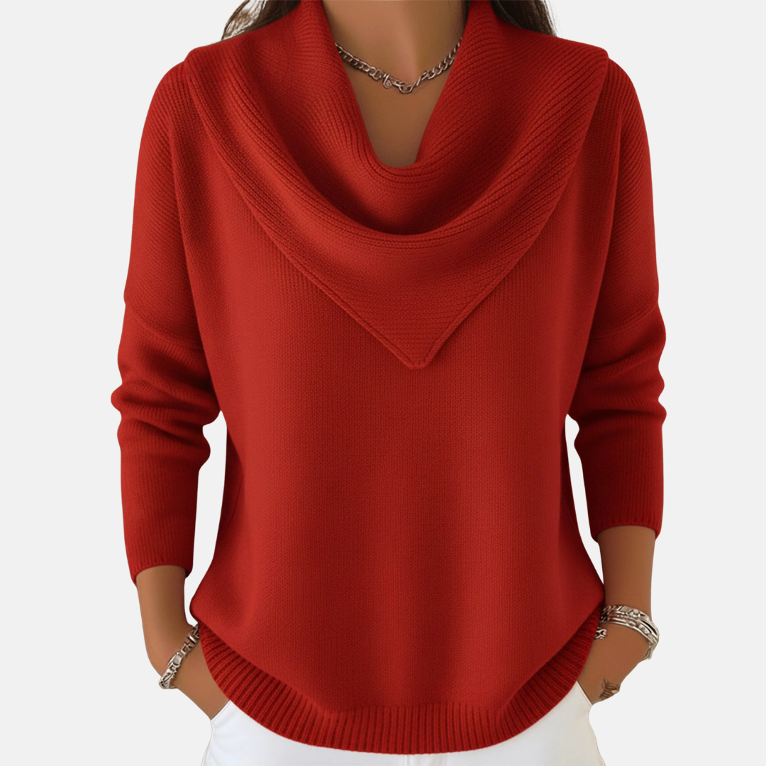Tina | Pull à col drapé élégant