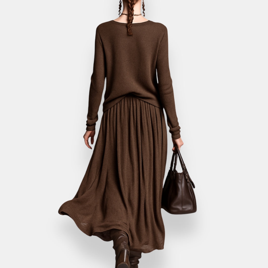 Naëlvoire | Ensemble pull jupe froncée
