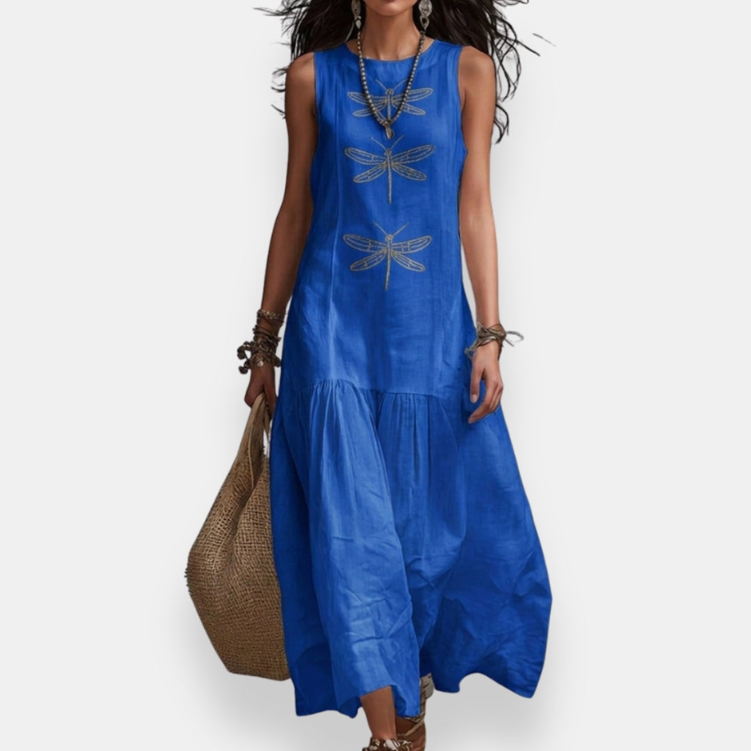 Élia | Robe Maxi Libellules Brodées