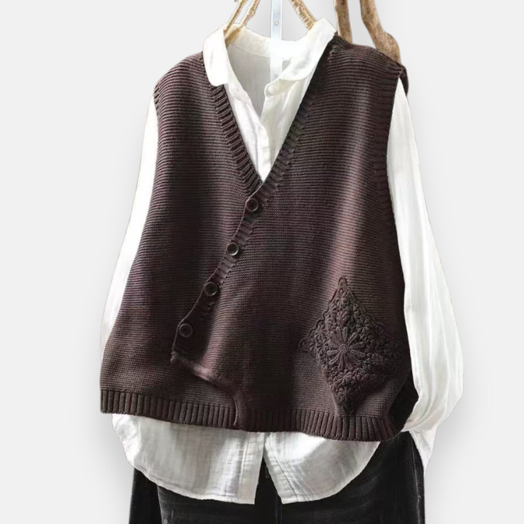 Hélène | Gilet asymétrique en tricot