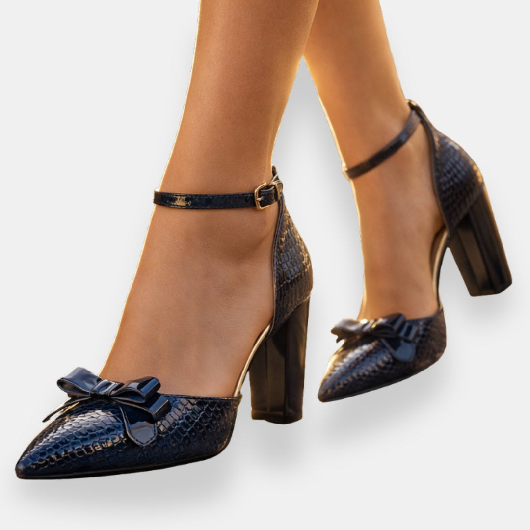 Doëlvoire | Escarpins croco bride nœud