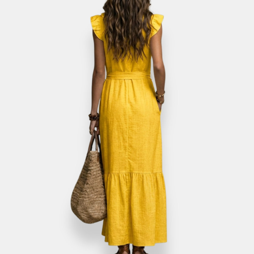 Maëve | Robe maxi volants col