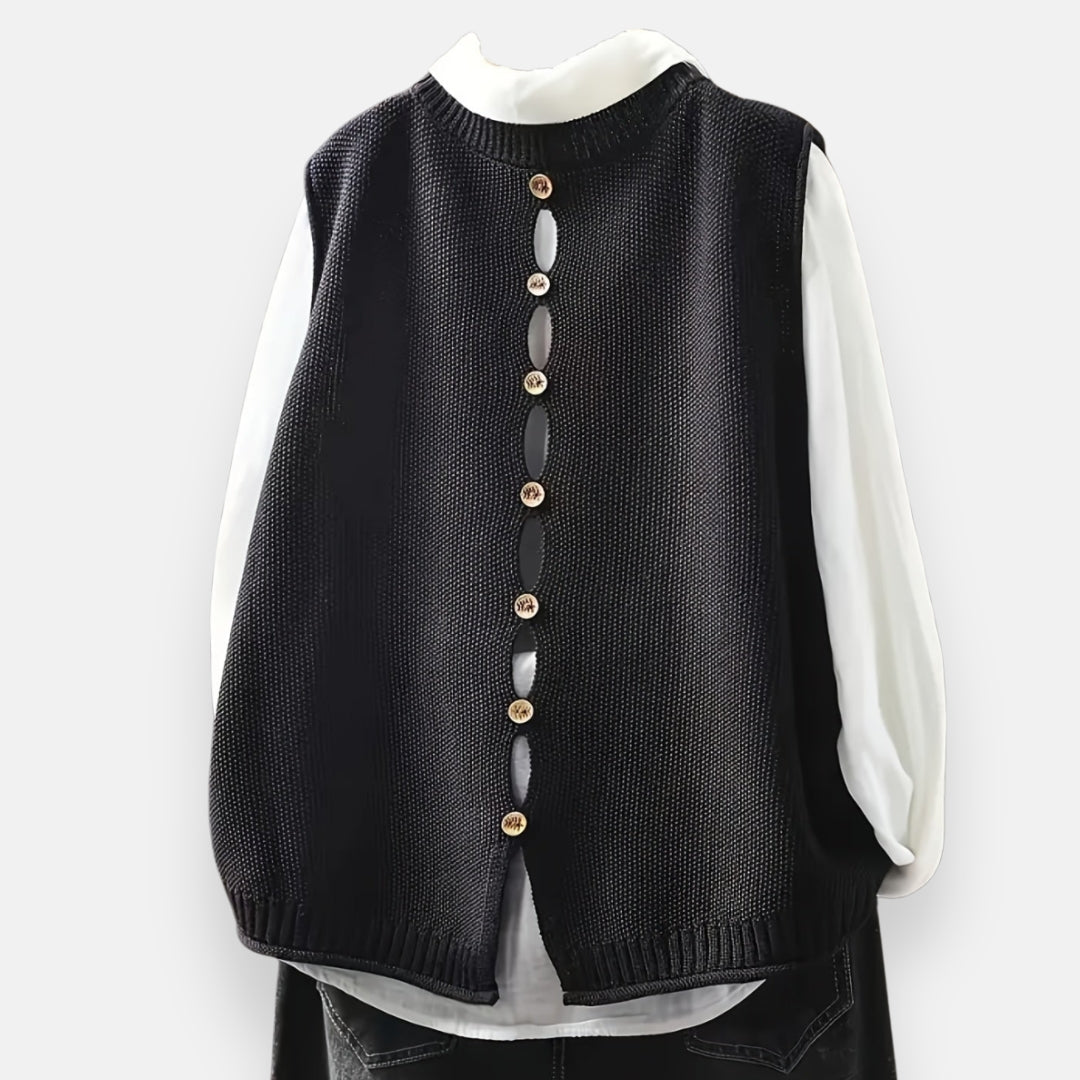 Aude | Gilet tricoté sans manches col rond