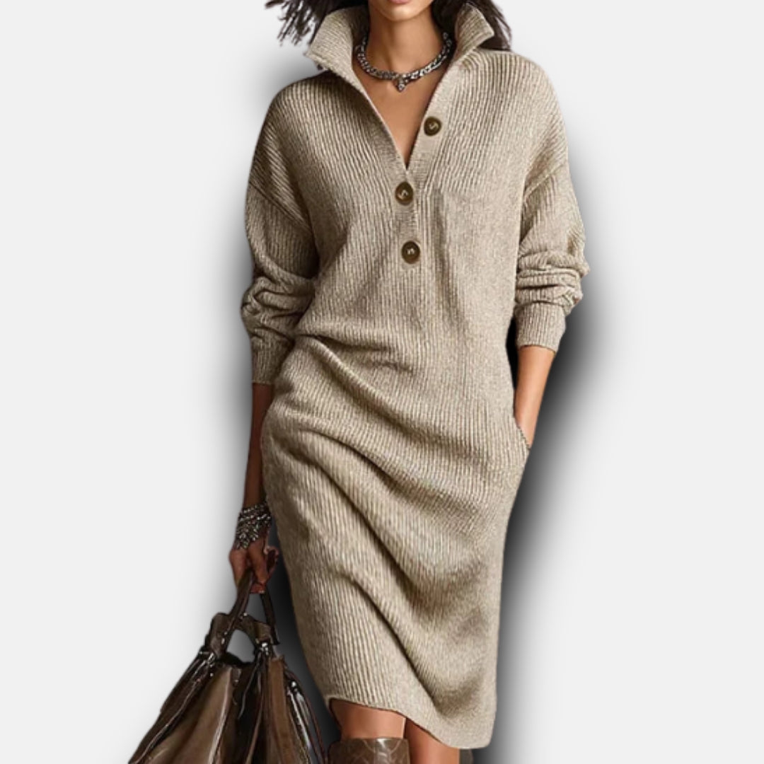 Arnella | Robe pull côtelée à col roulé