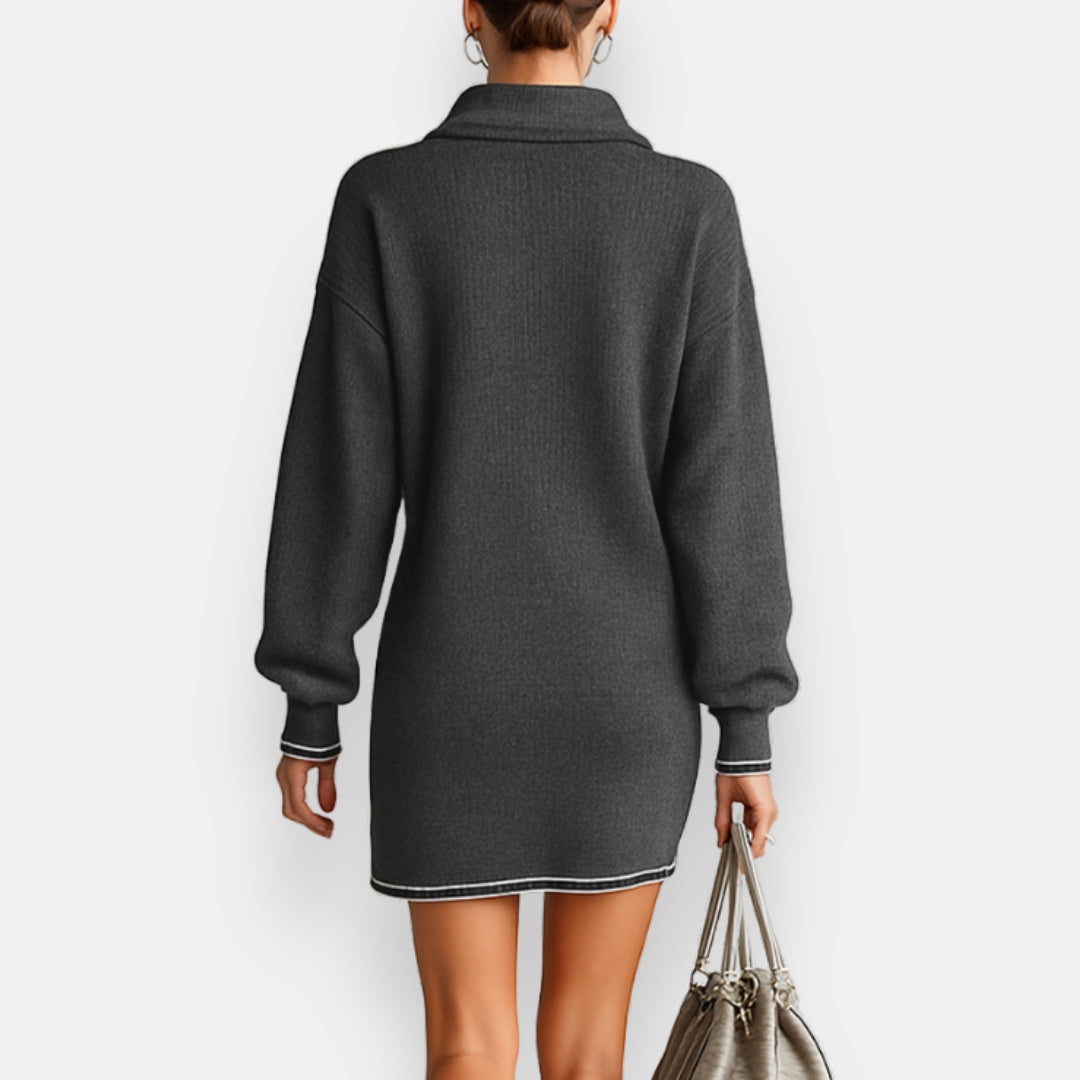 Méorvine | Robe pull zippée liserés