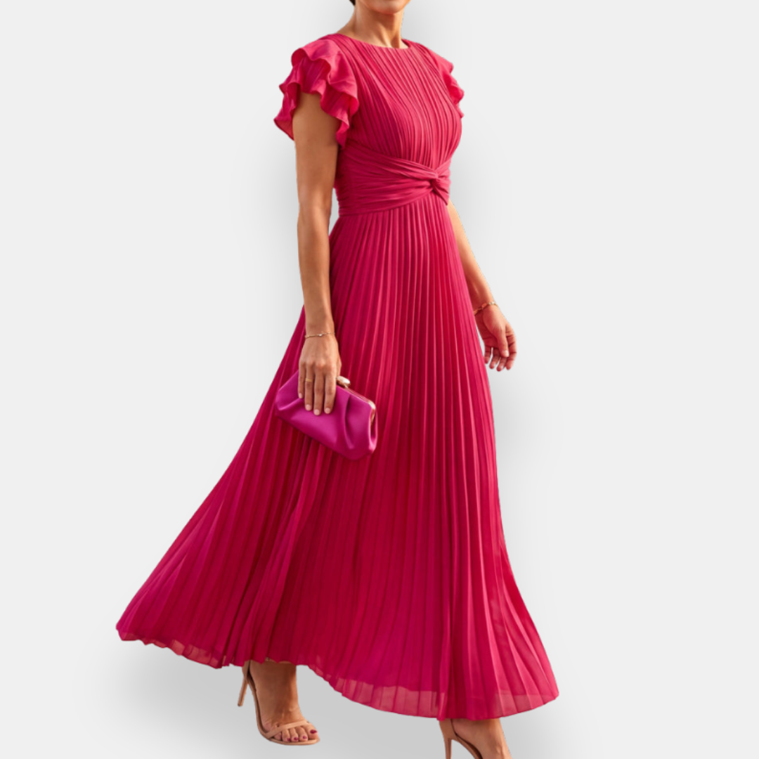 Cyvienne | Robe longue plissée à nœud