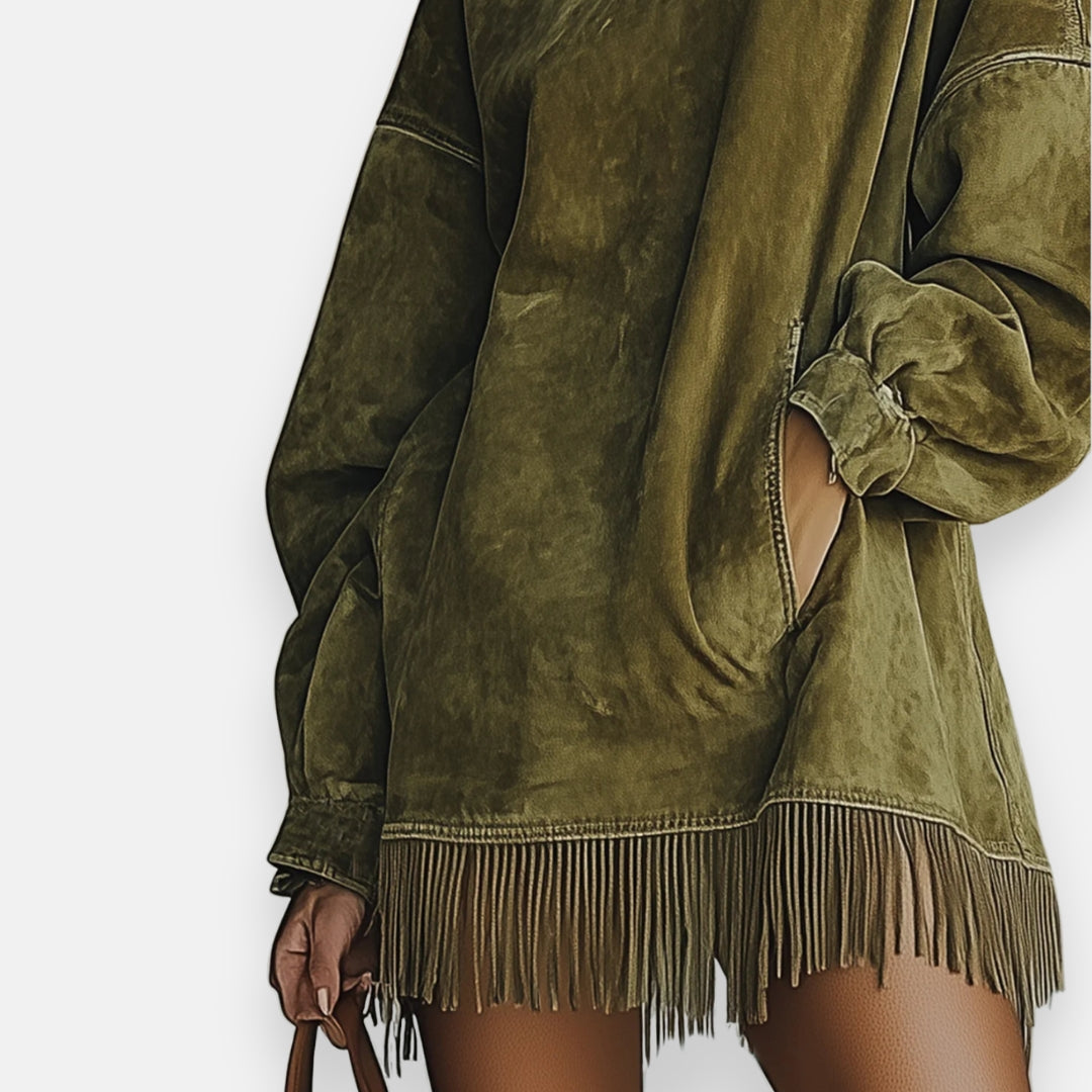 Iseult | Robe Suédine Frangée