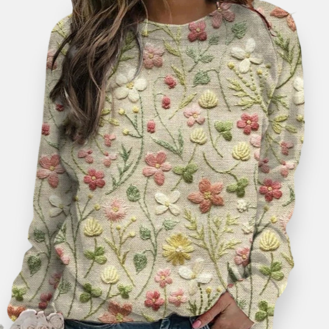 Kaélivion | Pull brodé floral doux
