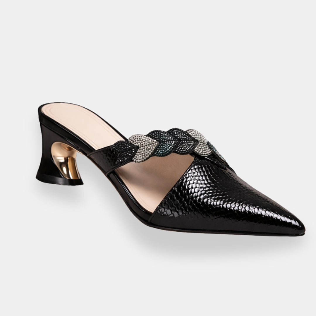 Ulyssine | Mules serpent dorées