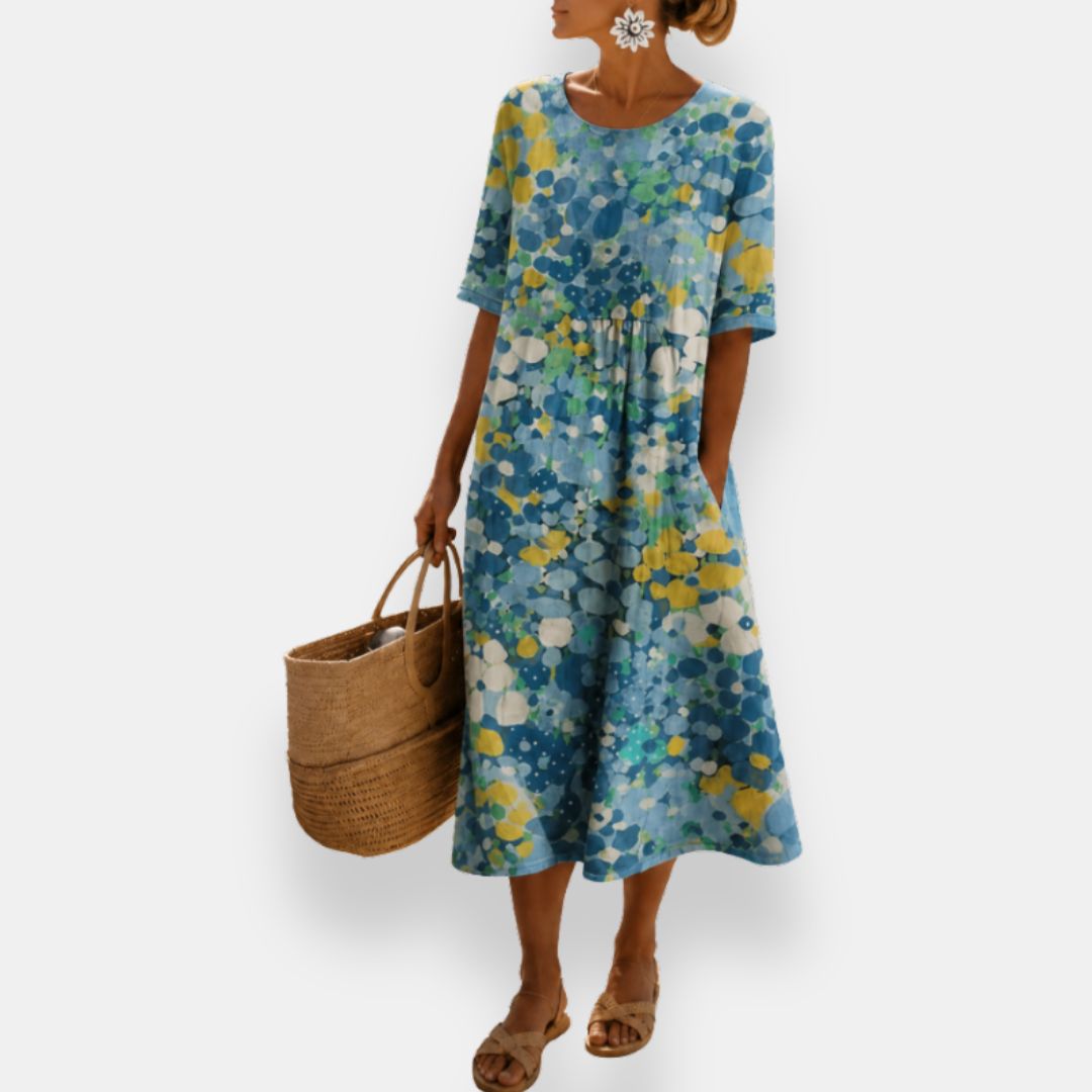 Falvine | Robe midi à imprimé aquarelle