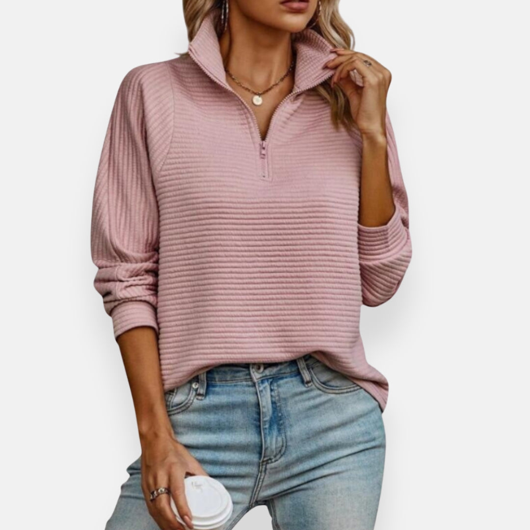 Juniper | Pull à col zippé côtelé