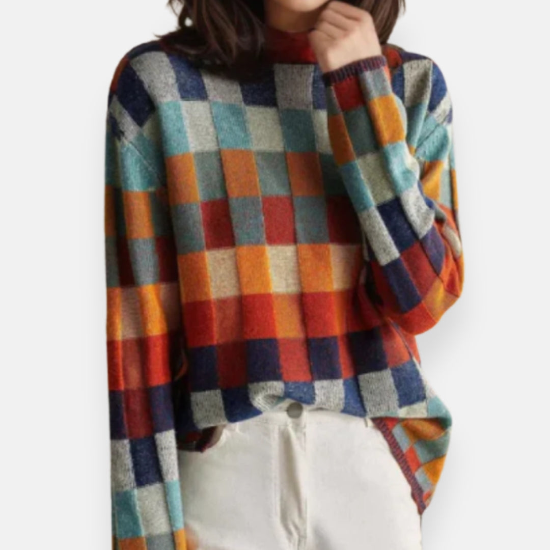 Marie | Pull à carreaux multicolores