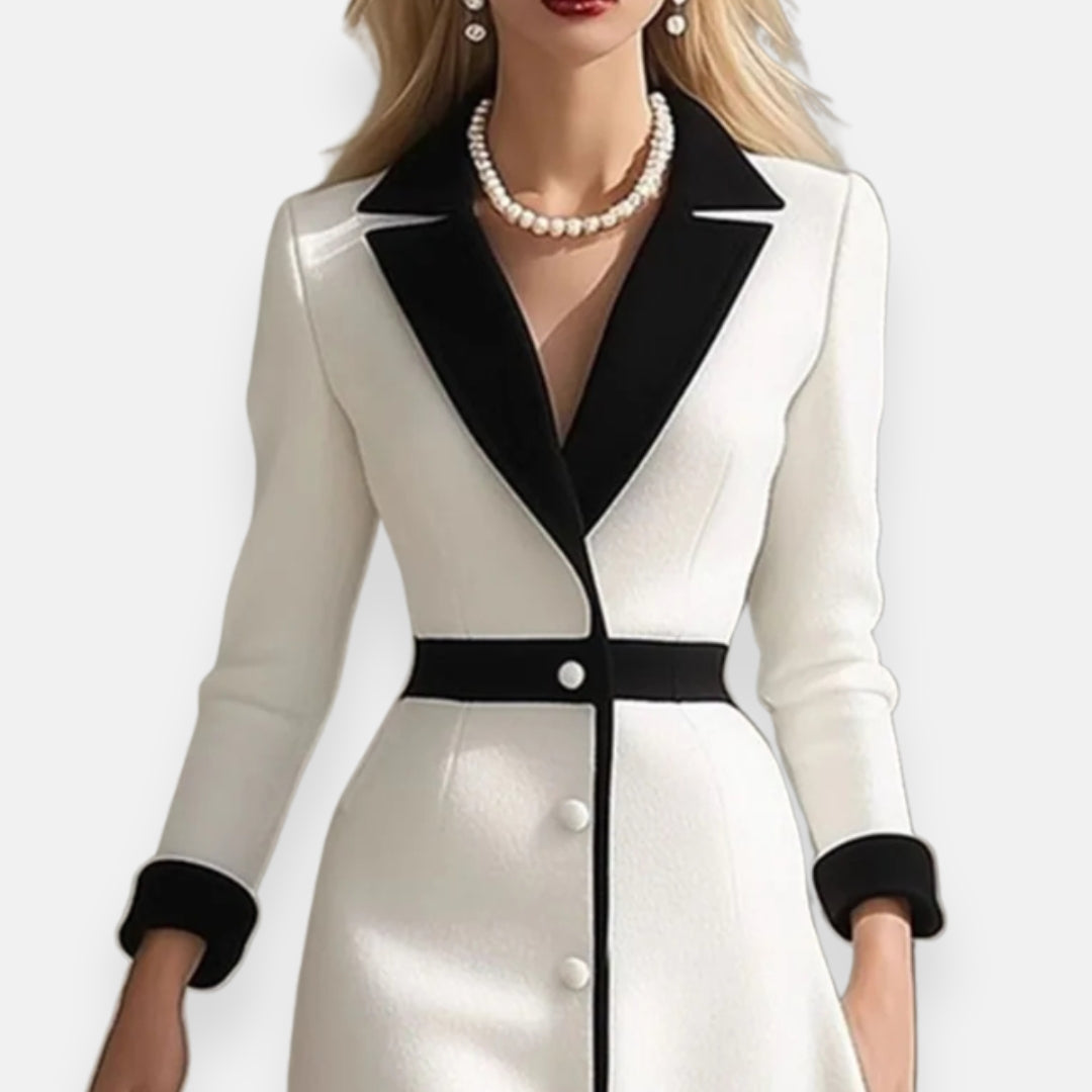 Faela | Robe midi à col contrasté