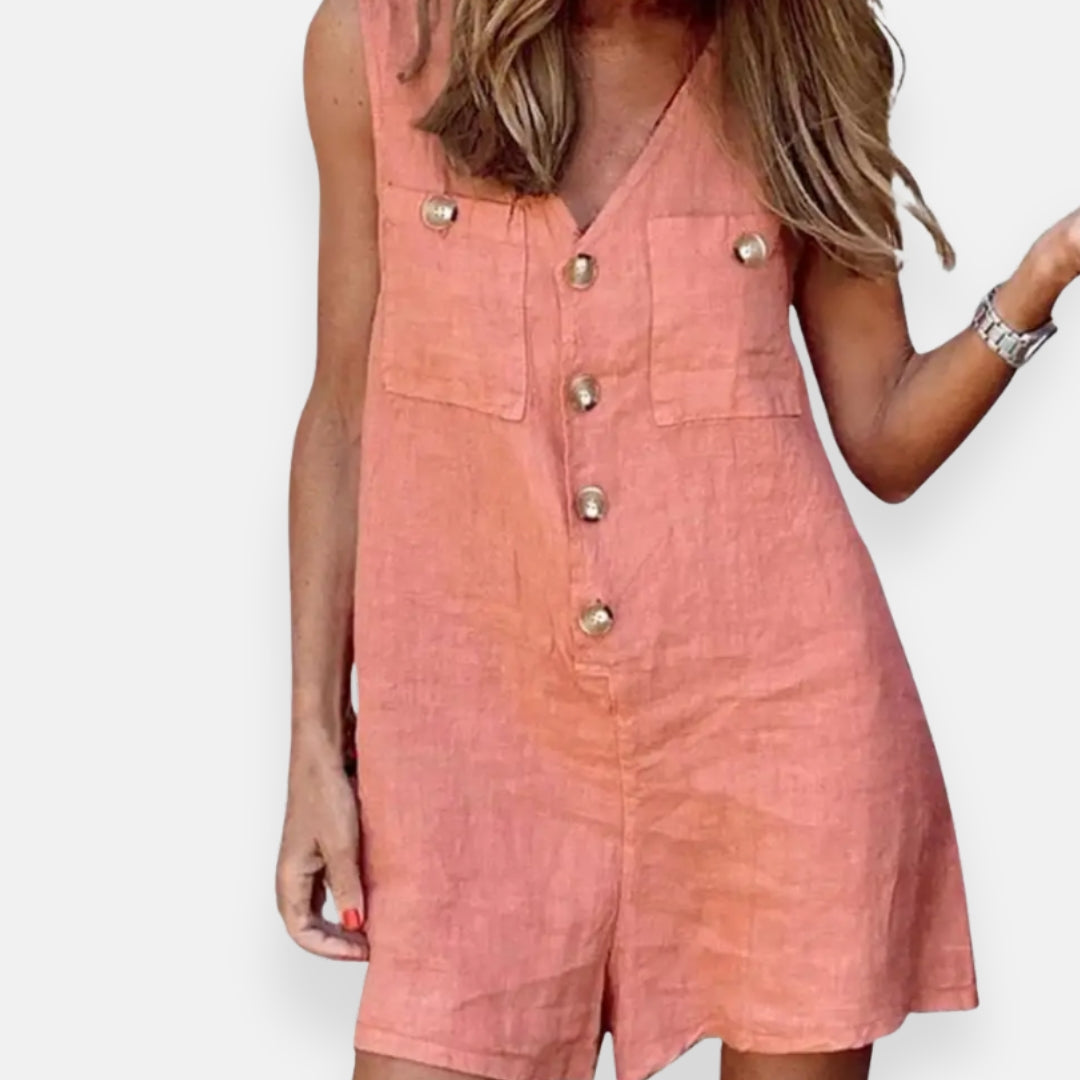 Nives | Combishort chic à boutons dorés