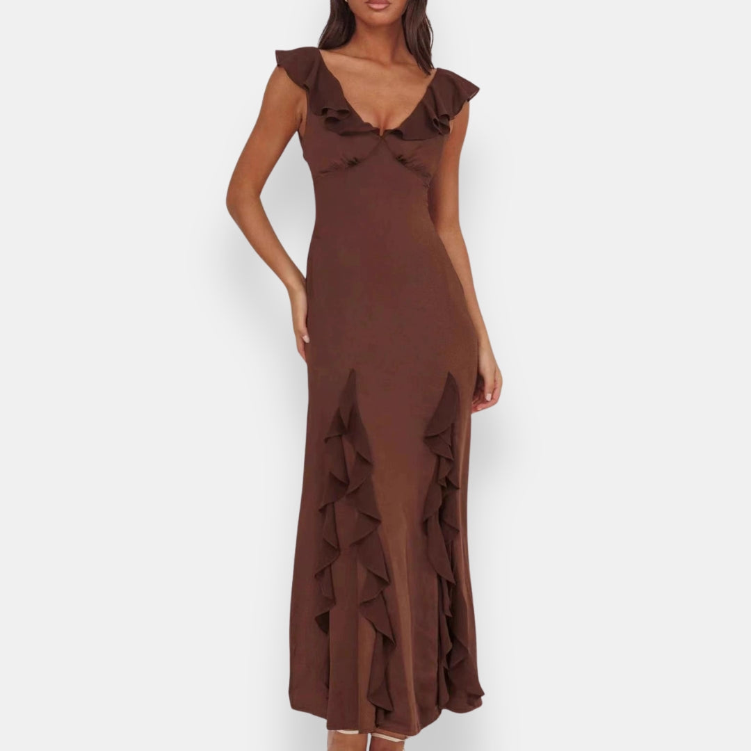 Fialde | Robe longue ajustée à volants
