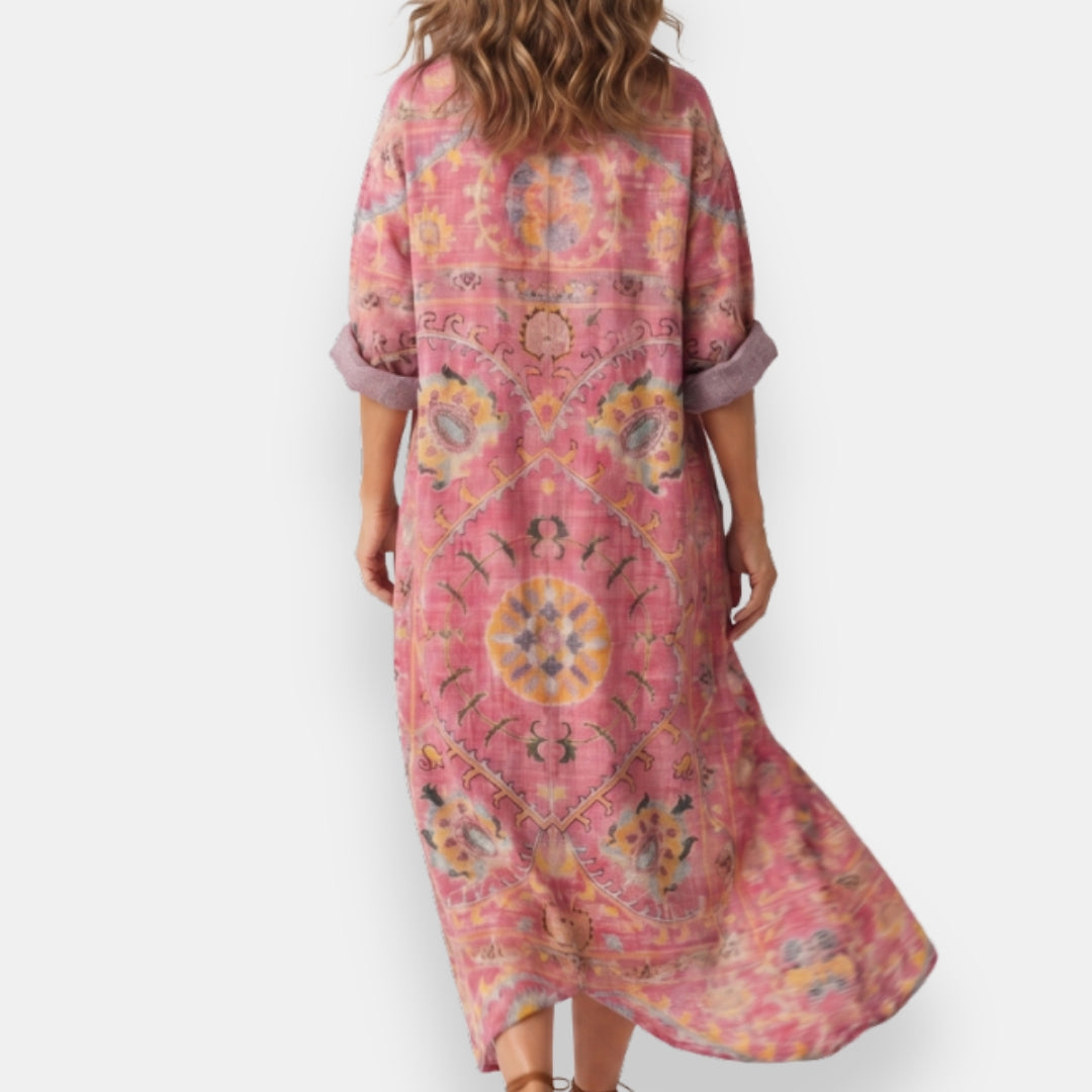 Rozenne | Robe Kaftan Imprimée Ikat