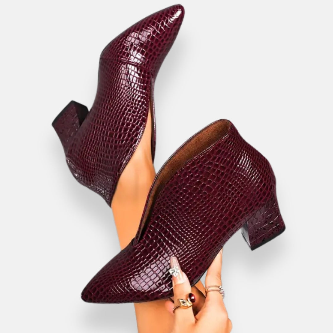 Ingrid | Bottines à talon carré en cuir