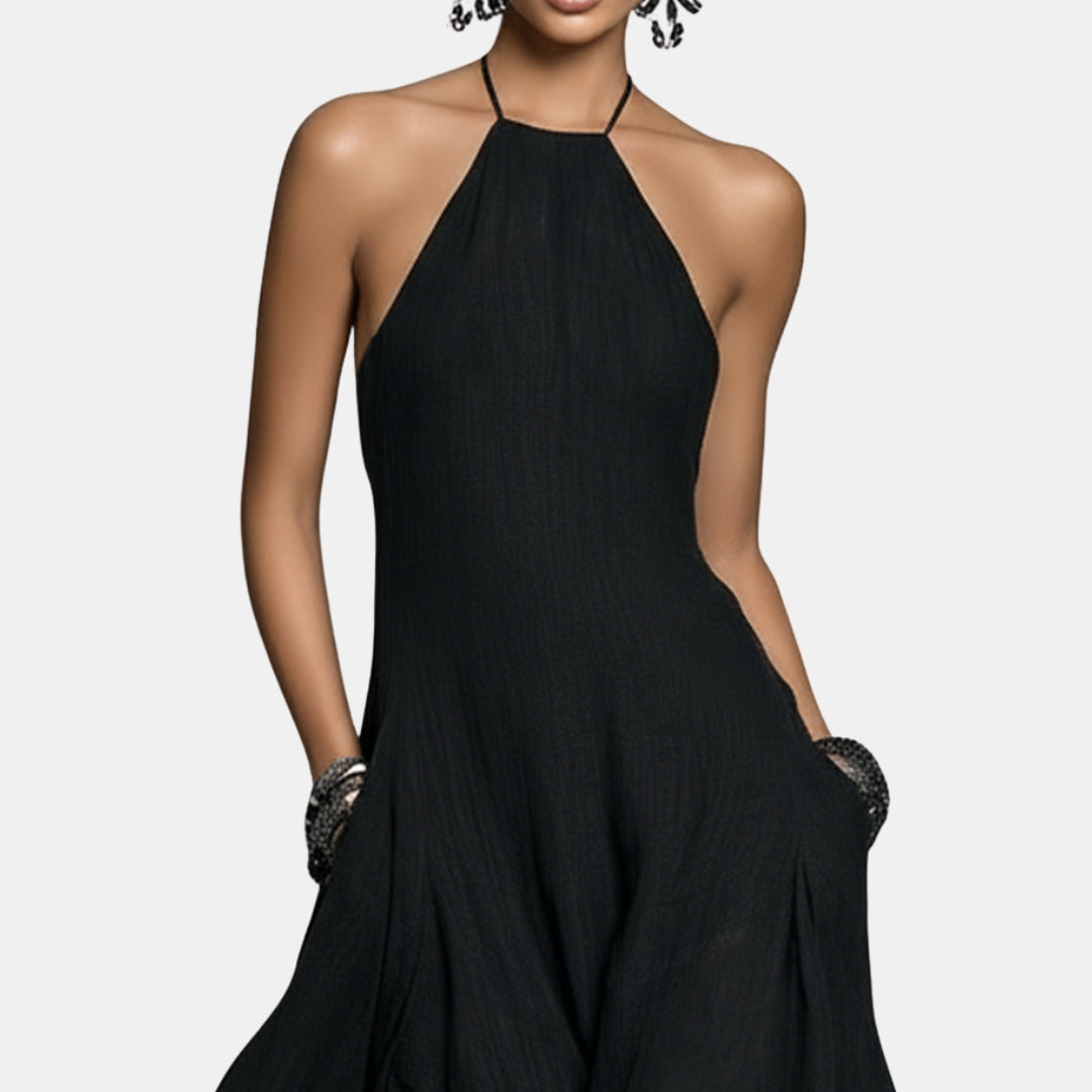 Grélinde | Robe maxi halter poches