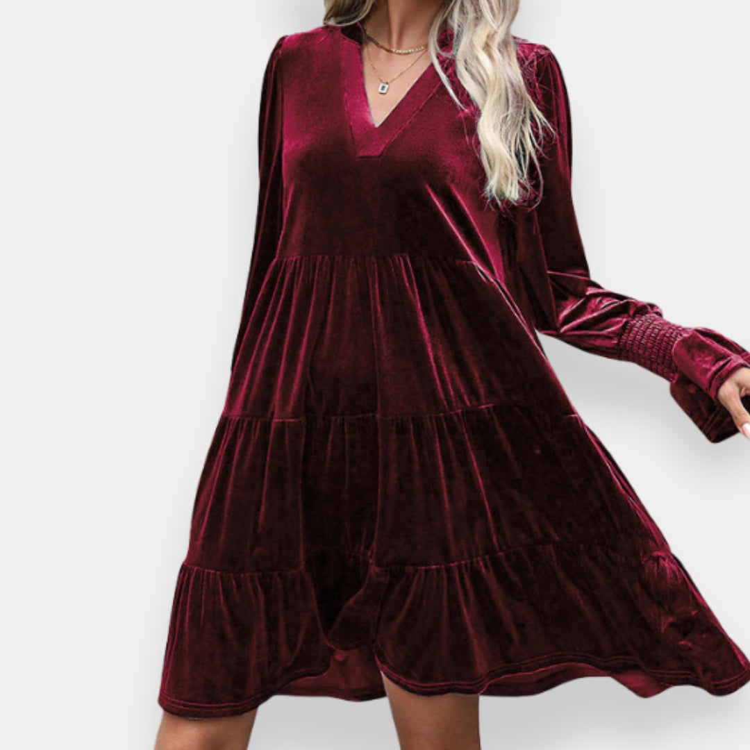 Astrid | Robe Velours Volantée