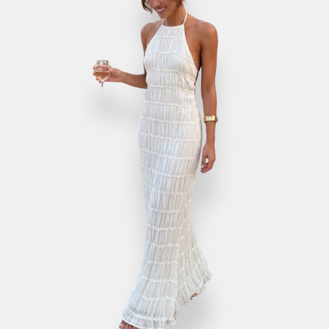Falquise | Robe longue dos ouvert texturée