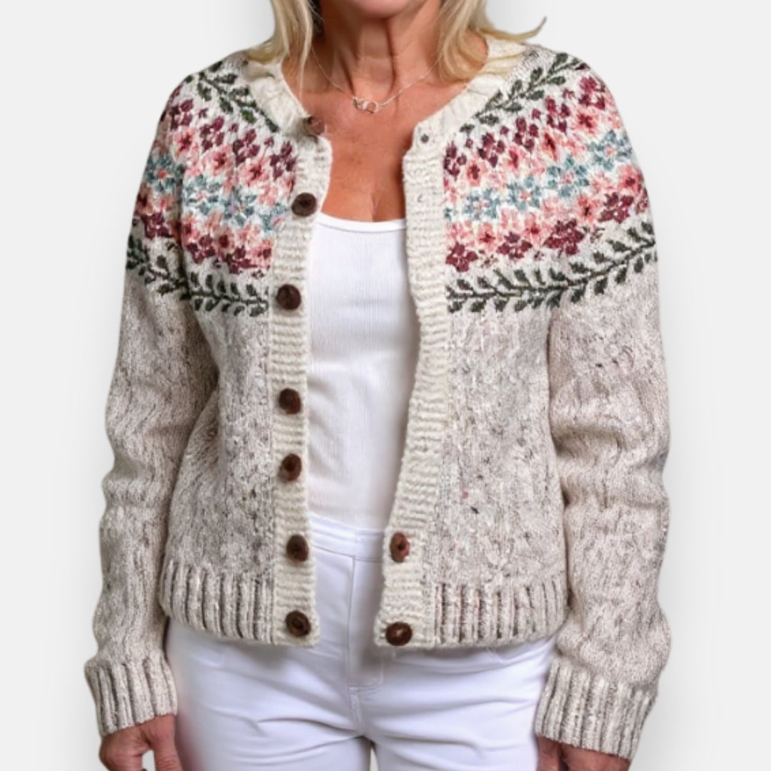 Quina | Cardigan à motifs floraux tricoté