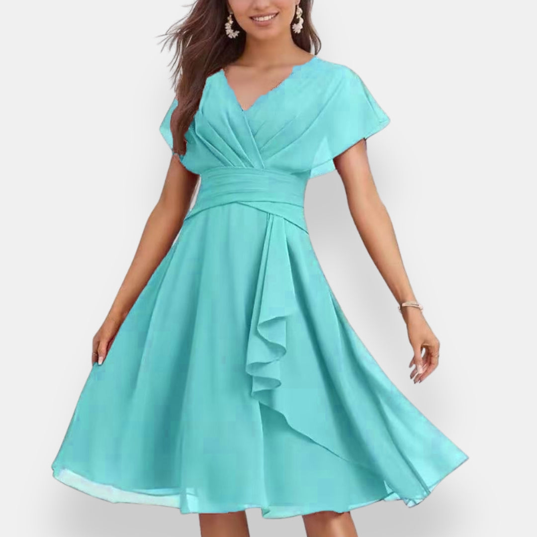 Hespérie | Robe midi cintrée à volants